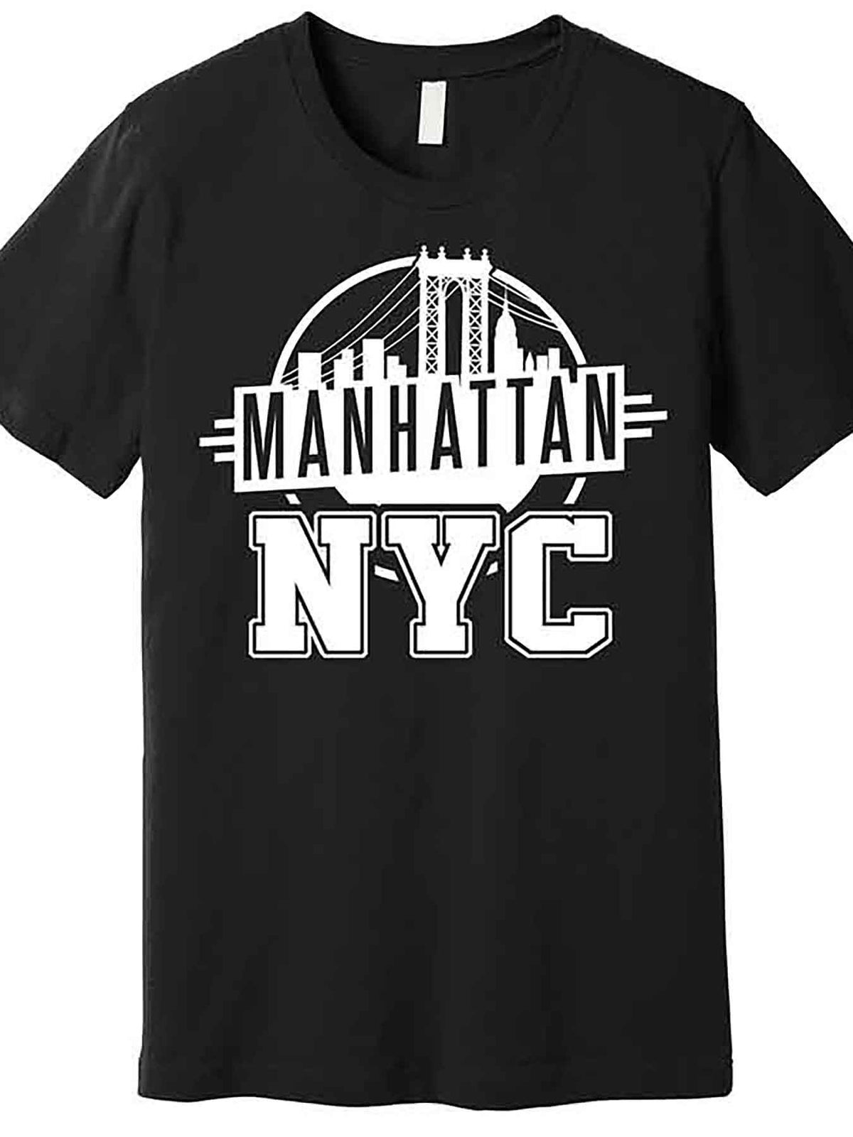 Manhattan NYC Graphic T-Shirt for Men – Black Cotton Short Sleeve Tee with Iconic City Skyline Design, Casual Round Neck, Machine Washable
