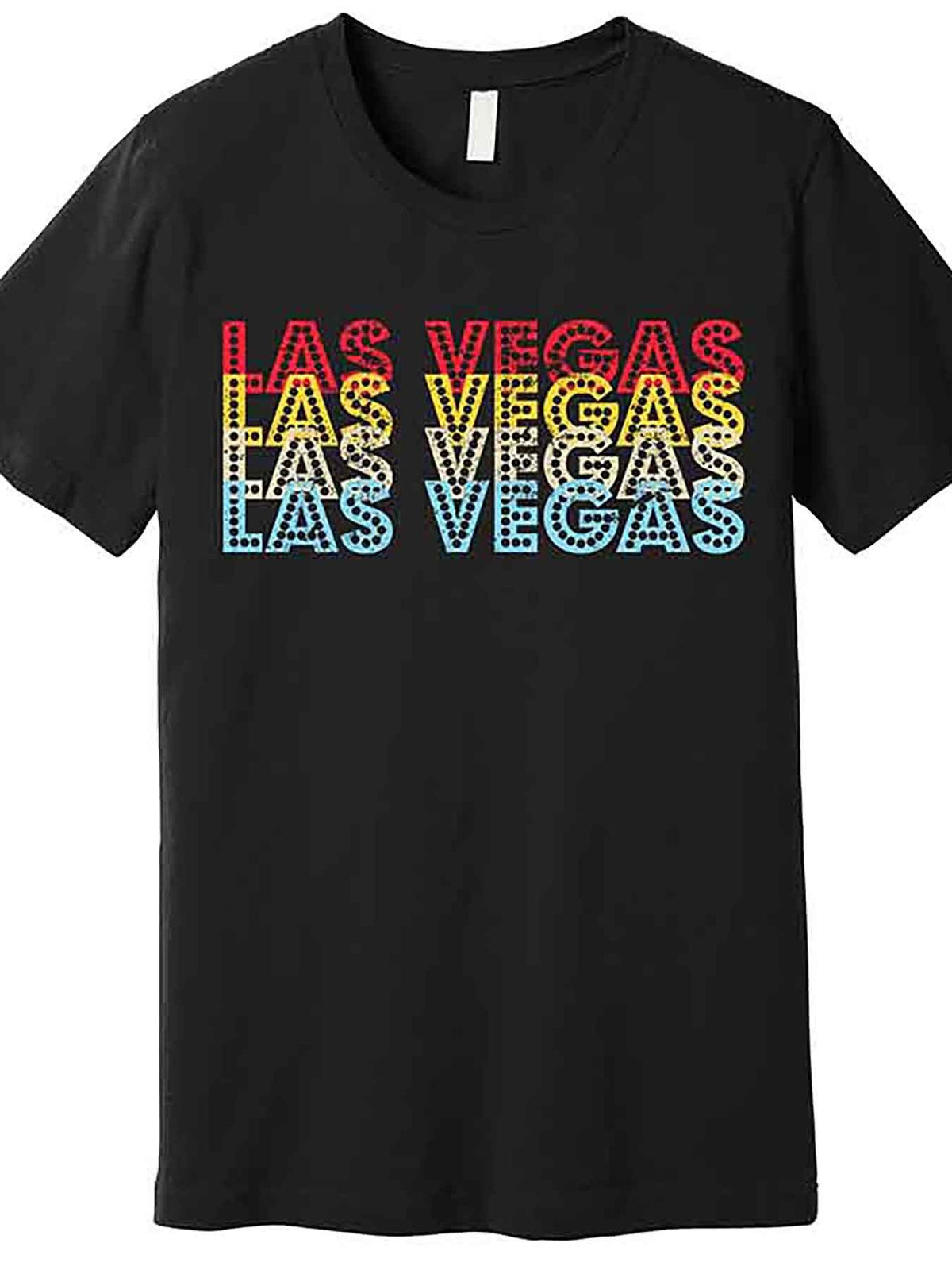 Men’s Las Vegas Retro Logo Graphic T-Shirt - Black Short Sleeve Cotton Tee, Casual & Comfortable Fit, Machine Washable, Round Neck Design, Everyday Tshirt | Retro Graphic Shirt | Medium Elasticity Fabric