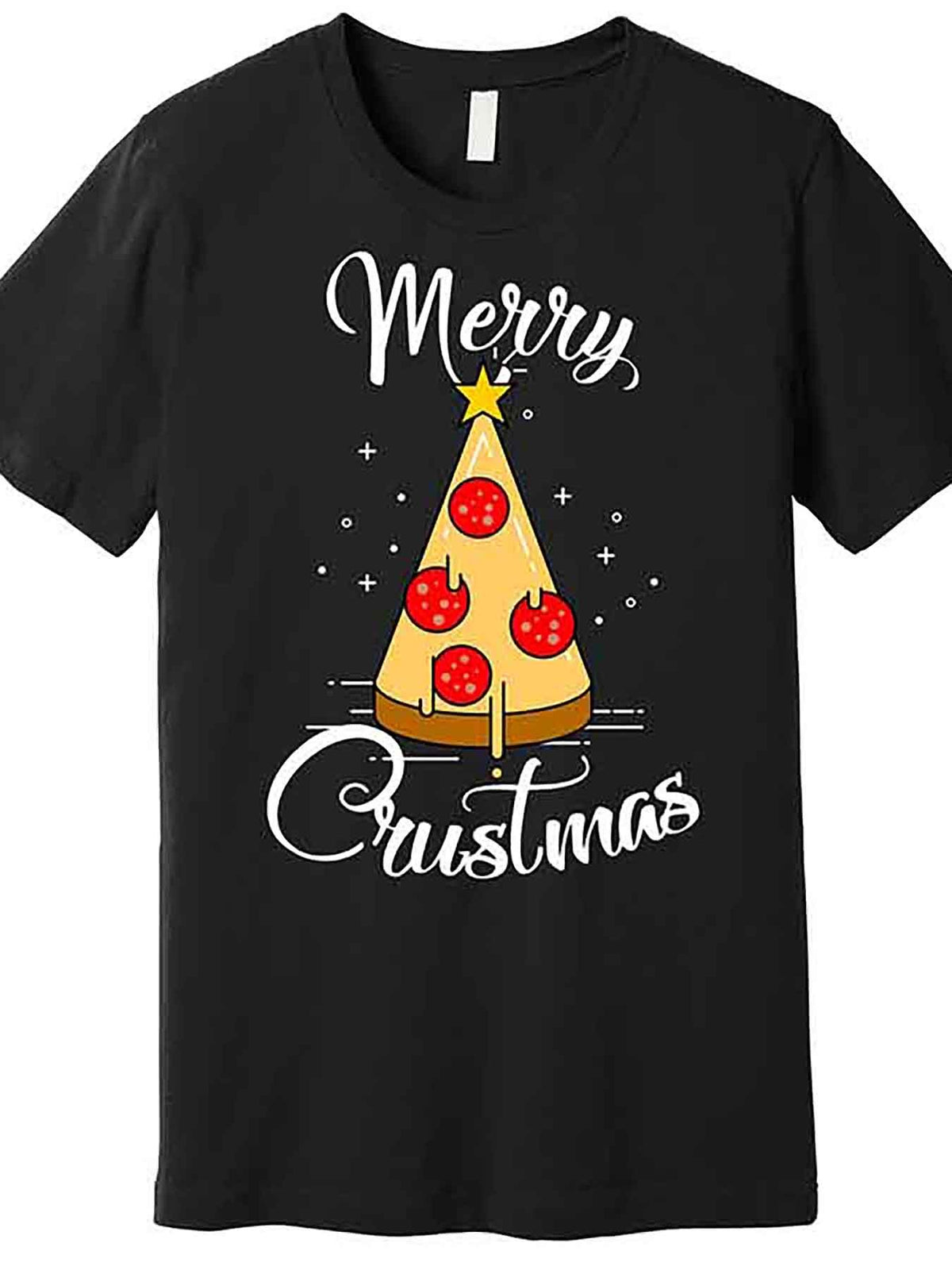 Merry Chrustmas Funny Christmas Pizza Premium T-Shirt 230194 funny Men'S Short Sleeve Graphic T-shirt Collection black AA