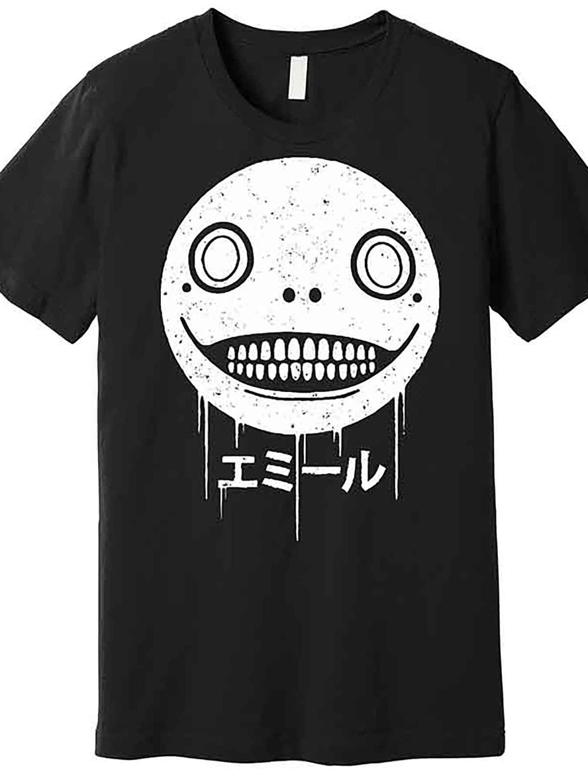 Men’s Black Graphic T-Shirt - Creepy Face Design with White Circular Pattern, Short Sleeve, Cotton Blend, Casual Fit, Machine Washable