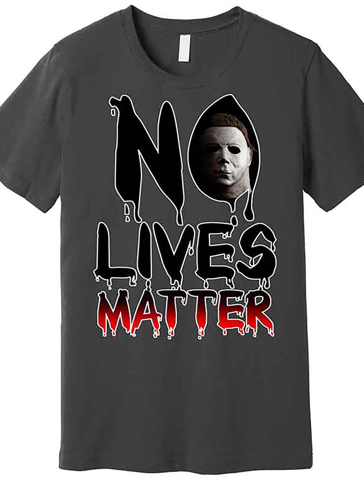 No Lives Matter Classic Horror Premium Men’s Short Sleeve Graphic T-Shirt - Black Cotton Blend, Bold Dripping Letter Design, Round Neck, Regular Fit, Machine Washable, Casual Statement Tee