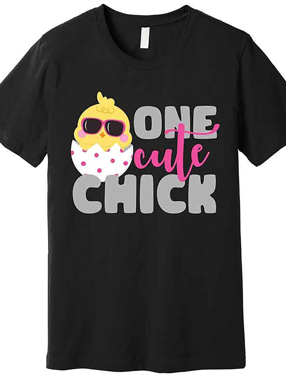 One Cute Chick Funny Premium T-Shirt 228336 funny Men'S Short Sleeve Graphic T-shirt Collection black AA