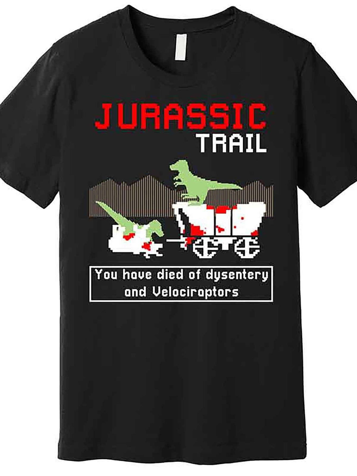 [Jurassic Trail Funny Tee] Jurassic Trail Premium - Funny Men's Short Sleeve Graphic T-Shirt - Black AA 228405