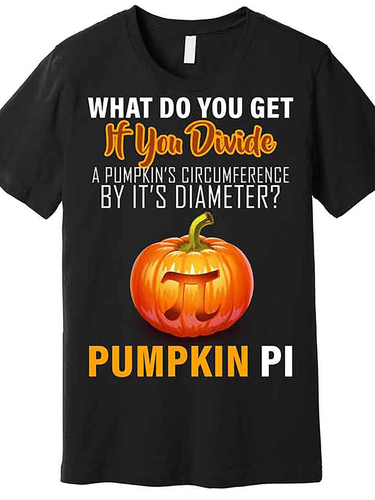 Men’s Funny Pumpkin Pi Math Teacher T-Shirt - Black Short Sleeve Graphic Tee with Humorous Pumpkin Design, 100% Cotton, Machine Washable, Perfect for Halloween or Casual Wear, Halloween T Shirt