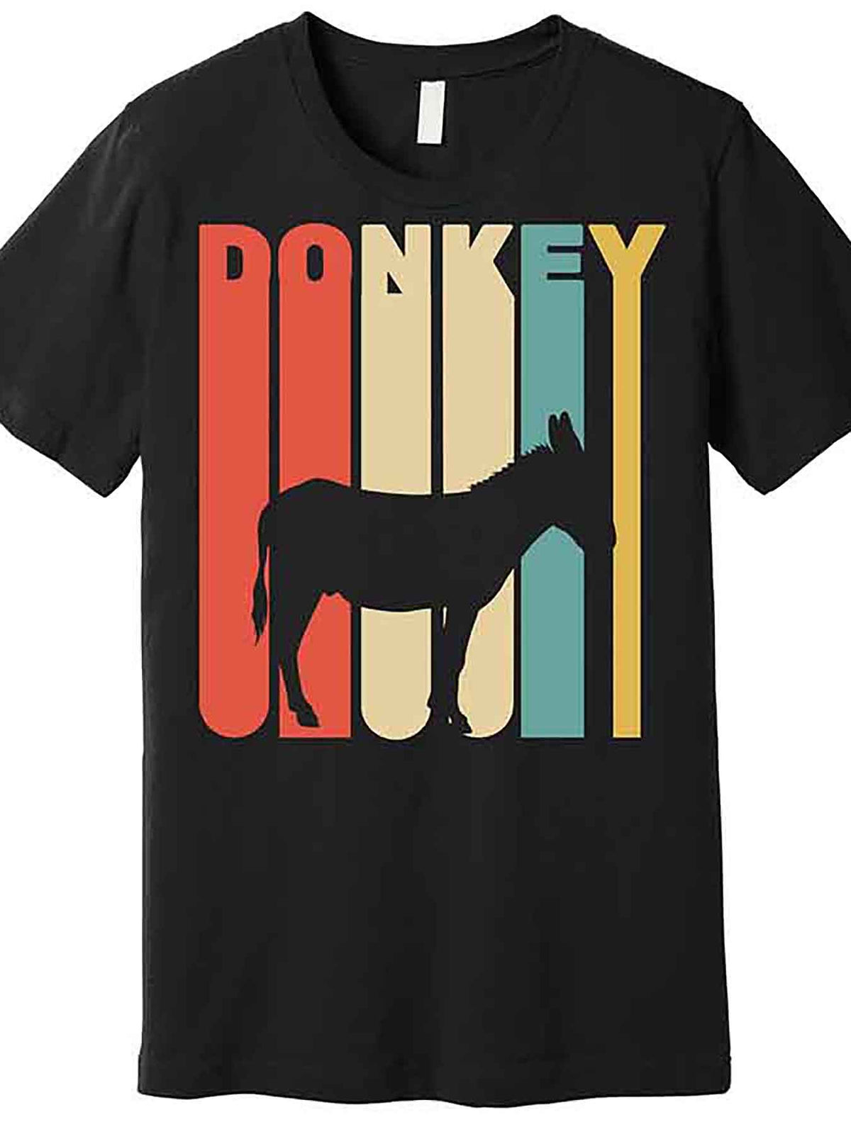 Men's Retro Donkey Graphic T-Shirt - Funny Short Sleeve, Black, 100% Cotton, Casual Round Neck, Machine Washable