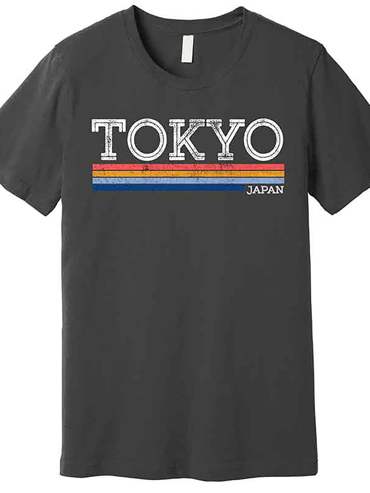 Men’s Retro Tokyo Logo Graphic T-Shirt - Casual Short Sleeve Cotton Tee, Black with Striped "TOKIO" Design, Comfortable & Breathable for Casual Attire