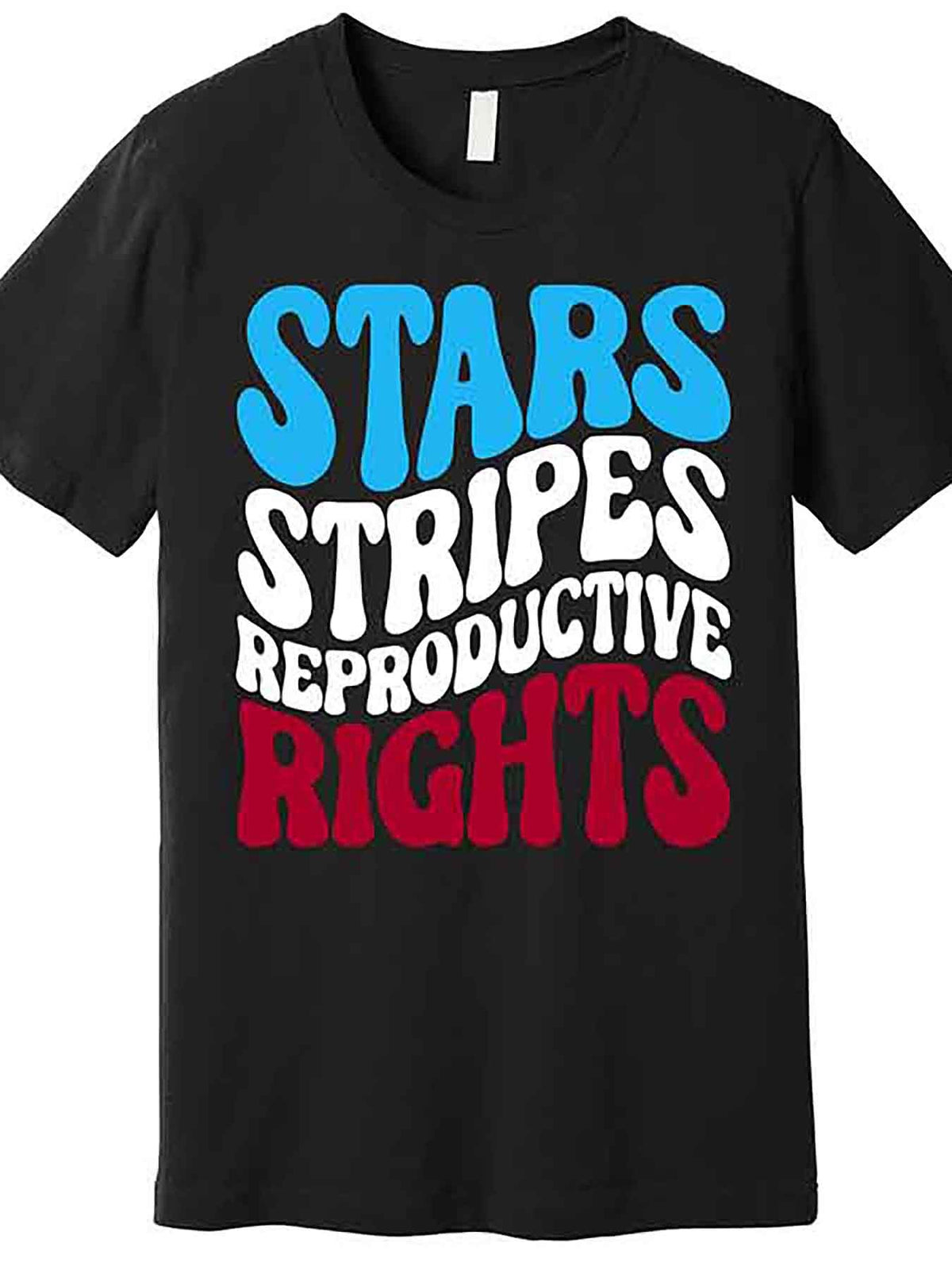 Men’s Pro-Choice Graphic T-Shirt - "Stars Stripes Reproductive Rights" Feminist Design, Black Cotton Short Sleeve Tee, Casual & Comfortable Fit, Machine Washable