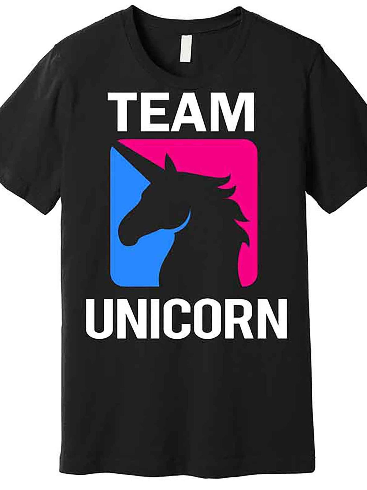 Men's Team Unicorn Graphic T-Shirt - Black Casual Short Sleeve Cotton Tee with Bold "TEAM UNICORN" Print & Colorful Stripes, Machine Washable, Regular Fit, Unicorn Gifts, VLANMON