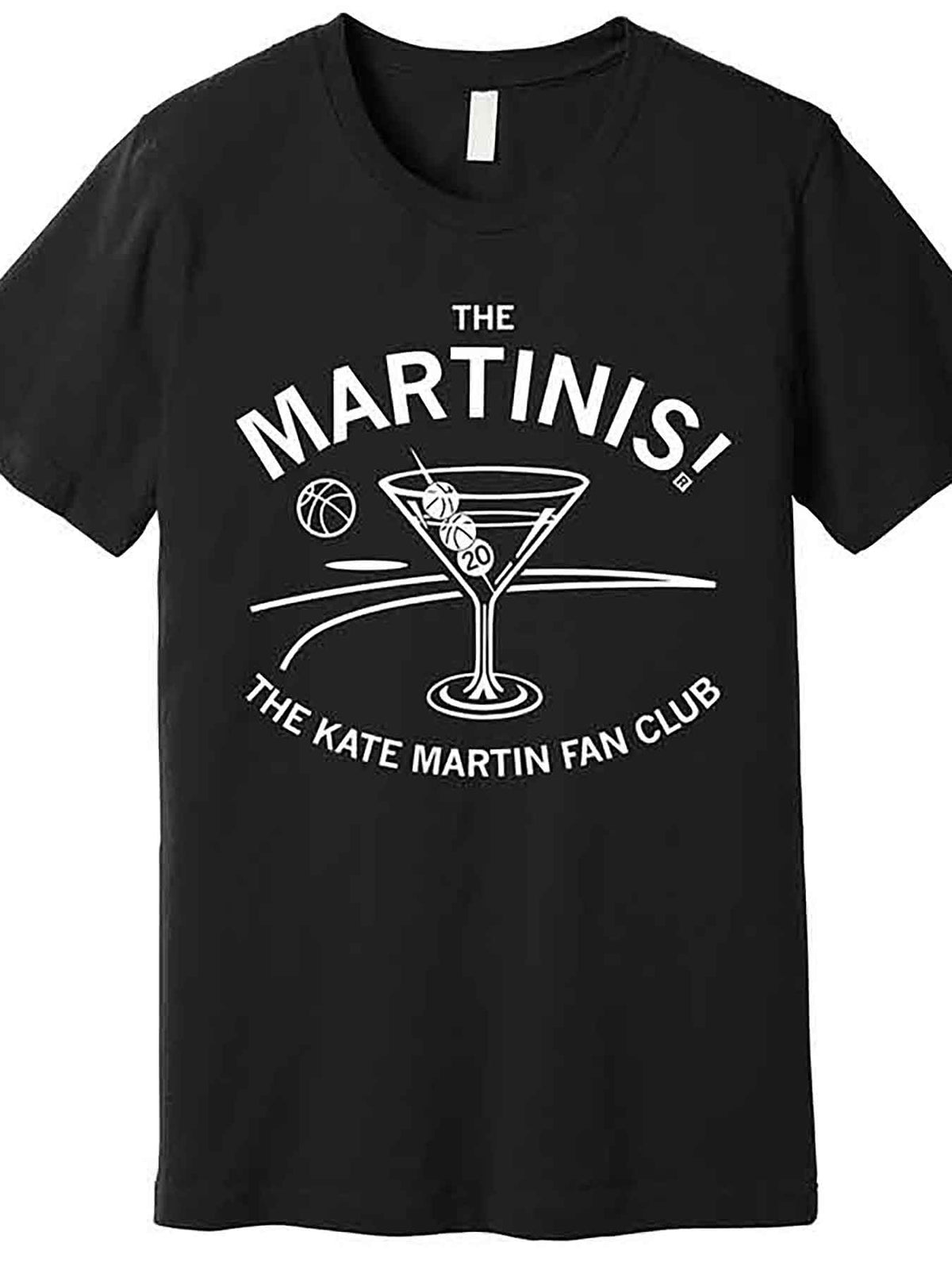 The Martini's The Kate Martin Fan Club Men’s Graphic T-Shirt - Black, Short Sleeve, Cotton Blend, Casual Crew Neck, Machine Washable, Funny Design with Cocktail Glass & Basketball
