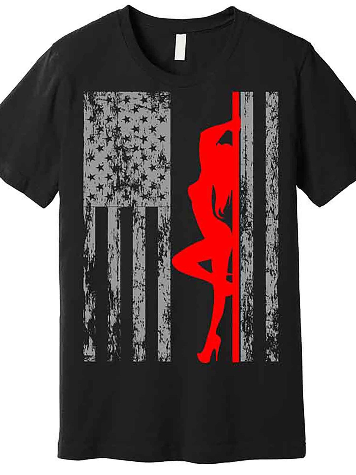 Vintage American Pole Dancer Stripper USA Flag Premium T-Shirt 228855 funny Men’s Short Sleeve Graphic T-shirt Collection black AA
