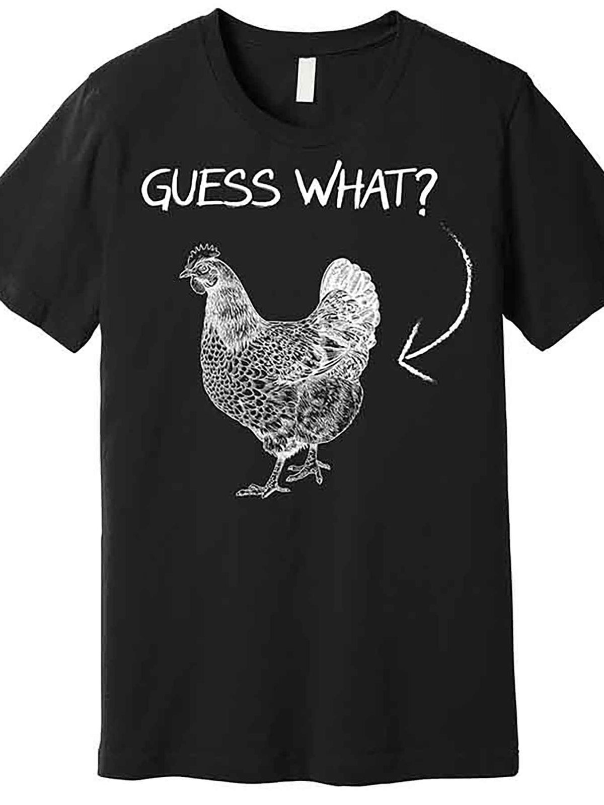 Guess What? Chicken Butt! - Funny Men’s Graphic T-Shirt, 100% Cotton, Short Sleeve, Black, Casual & Comfortable Fit, Machine Washable