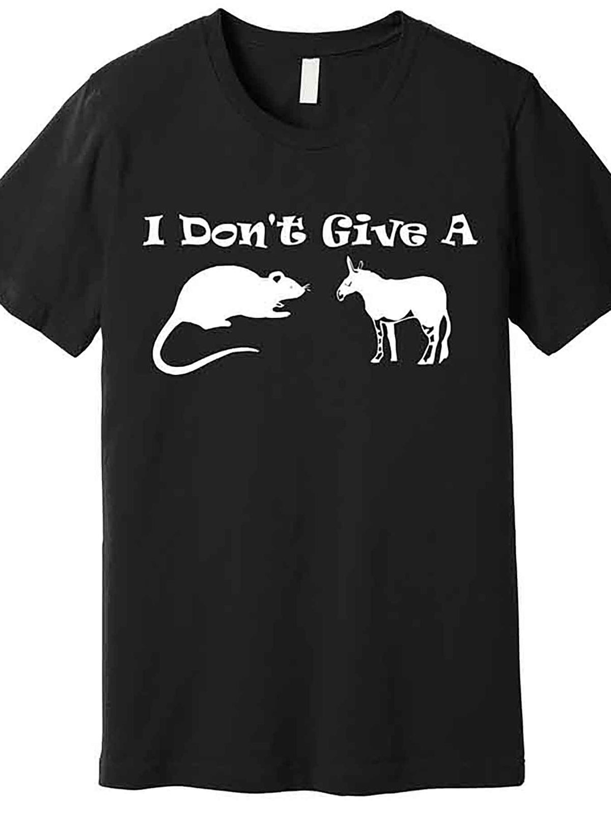 Funny 'I Don’t Give A Rat's Ass' Men’s Graphic T-Shirt - Black Cotton Short Sleeve Tee with Humorous Rat & Horse Design, Casual Round Neck, Machine Washable