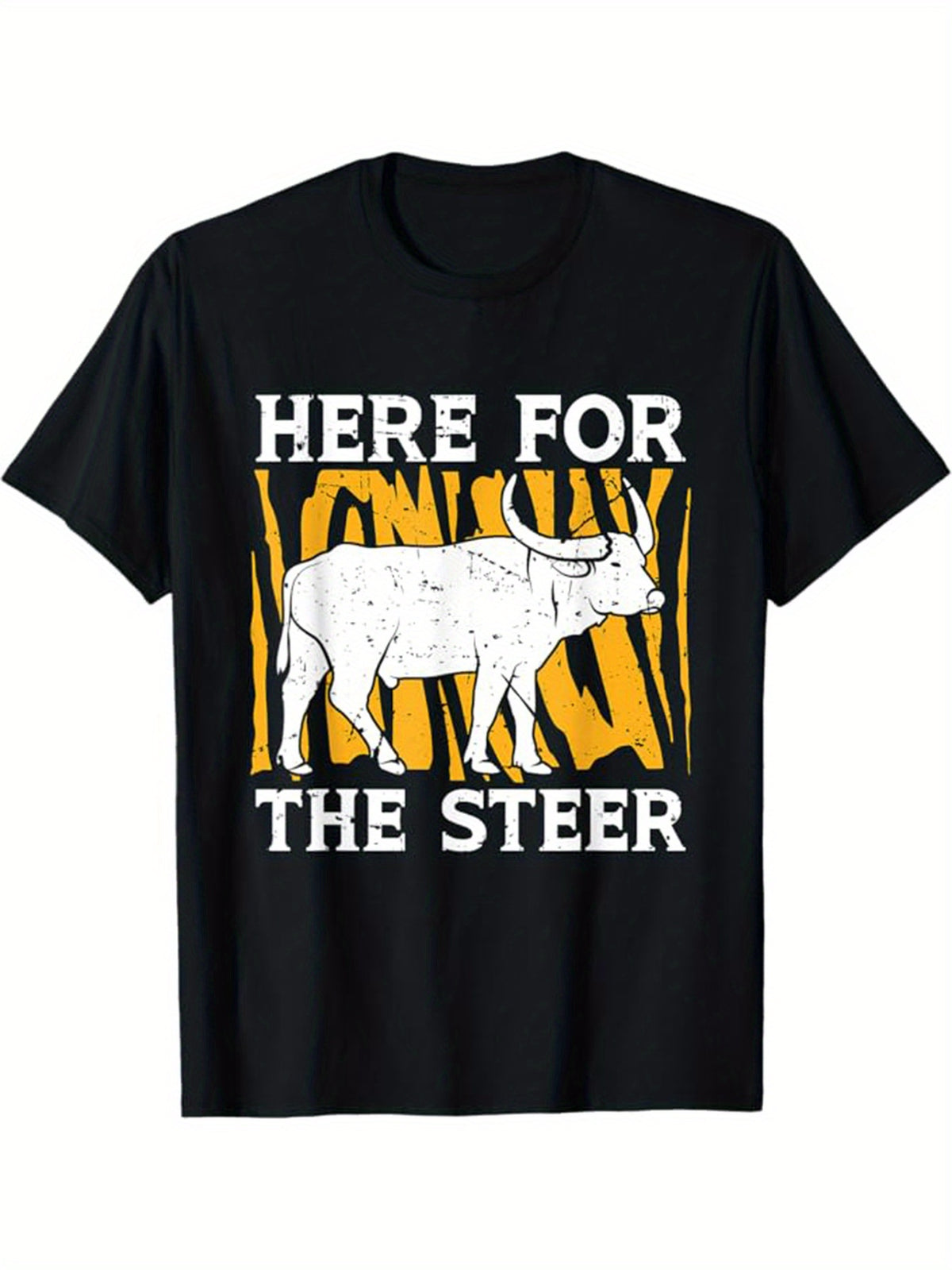 Western Cowboy Print Men's Cotton Top, Casual Short Sleeve Crew Neck T-shirt, Men's Clothing For Outdoor