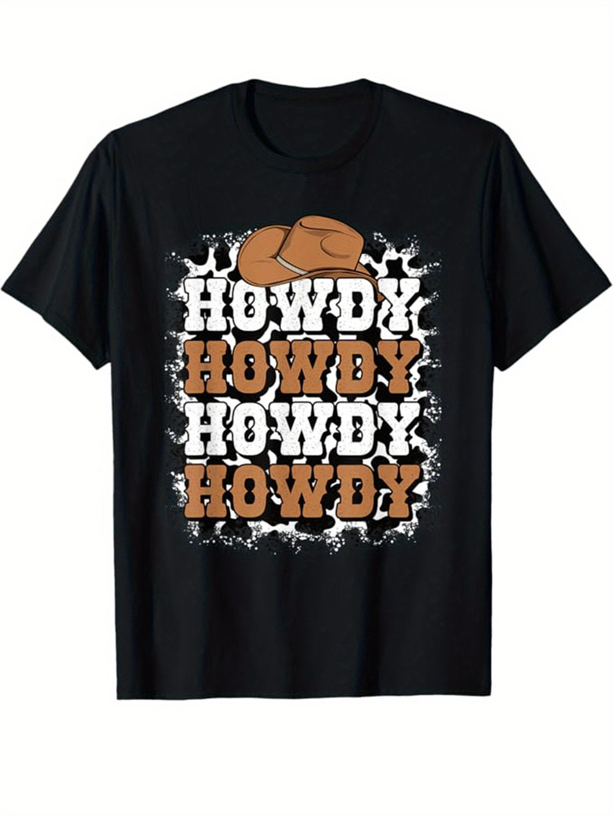 Western Cowboy Print Men's Cotton Top, Casual Short Sleeve Crew Neck T-shirt, Men's Clothing For Outdoor