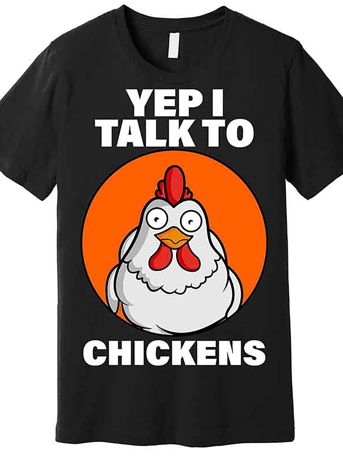 Men’s Funny "Yep I Talk to Chickens" Graphic T-Shirt - Black Cotton Short Sleeve Casual Tee with Rooster Design, Machine Washable, Regular Fit, Chicken Shirt