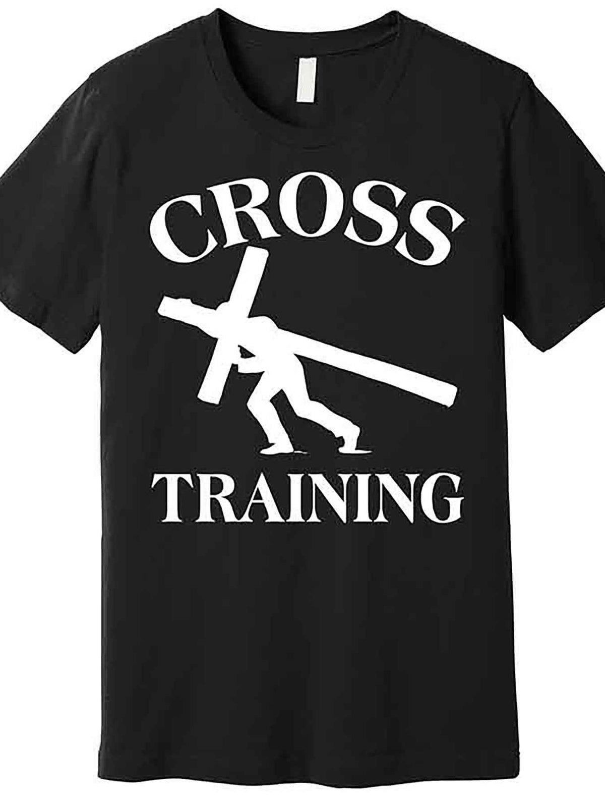 VLANMON Men's Funny Religious Cross Training Graphic T-Shirt - 100% Cotton 180gsm Regular Fit Short Sleeve Tee with Humorous Cross Design, Machine Washable Casual Top for Gym & Casual Attire (Black)