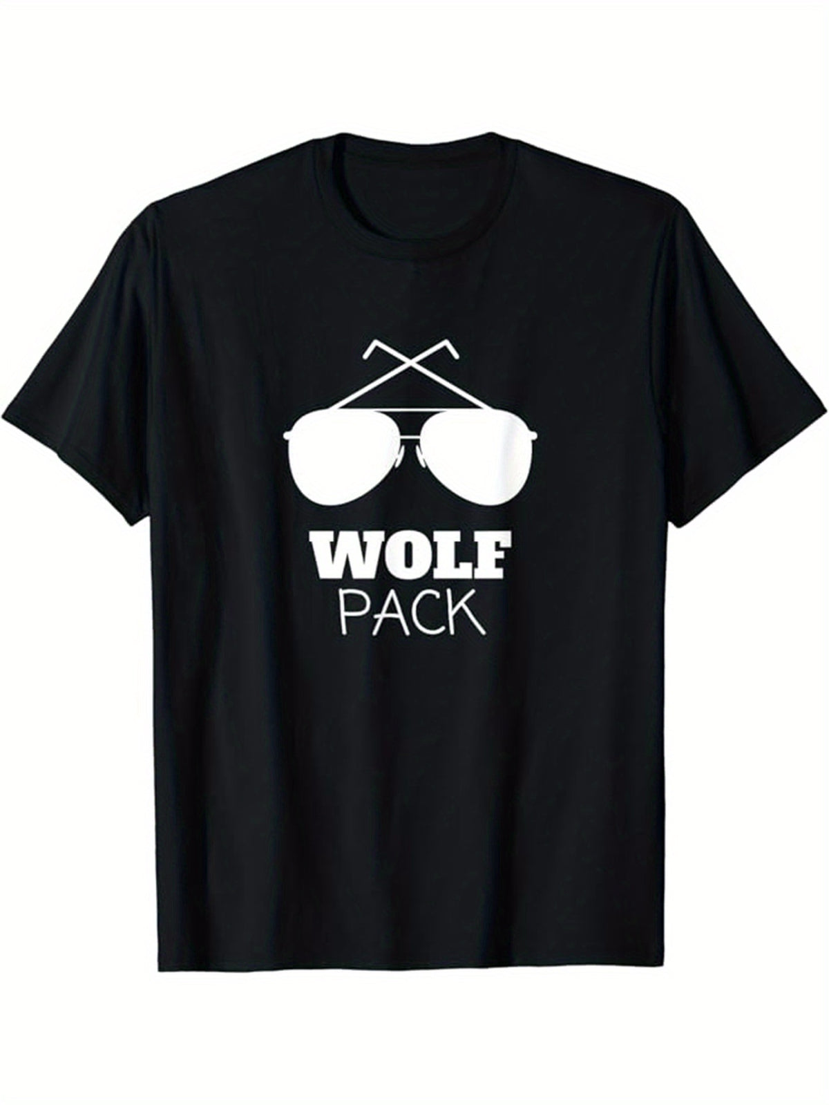 Wolf Print Men's Cotton T-shirt, Casual Short Sleeve Crew Neck T-shirt, Men's Tee For Outdoor