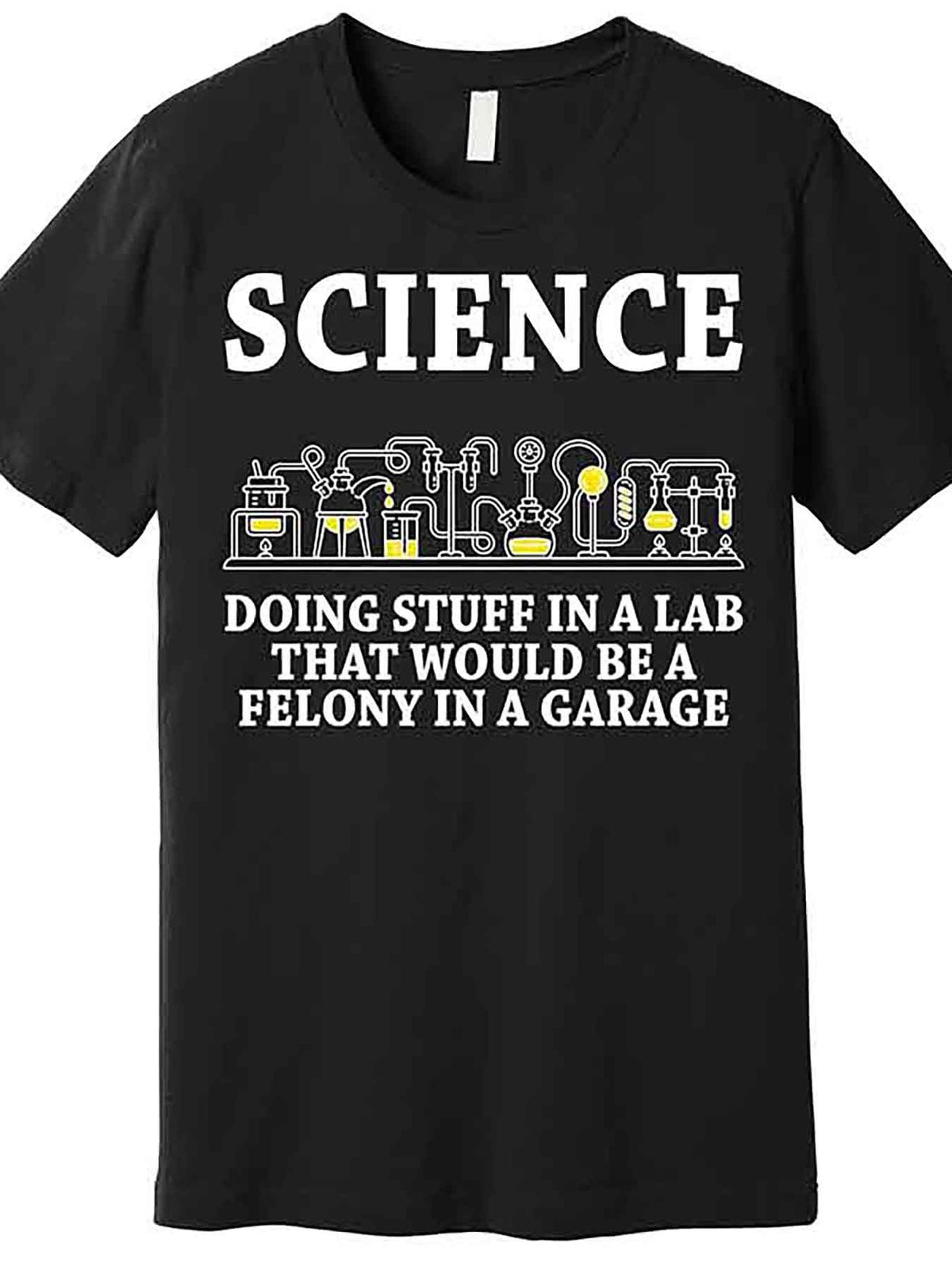 Men’s Funny Science Graphic T-Shirt - "Doing Stuff in a Lab" Design, Black Cotton Short Sleeve Tee, Casual & Comfortable Fit, Machine Washable, Humorous Clothing | Graphic Tee | Smooth Texture Fabric