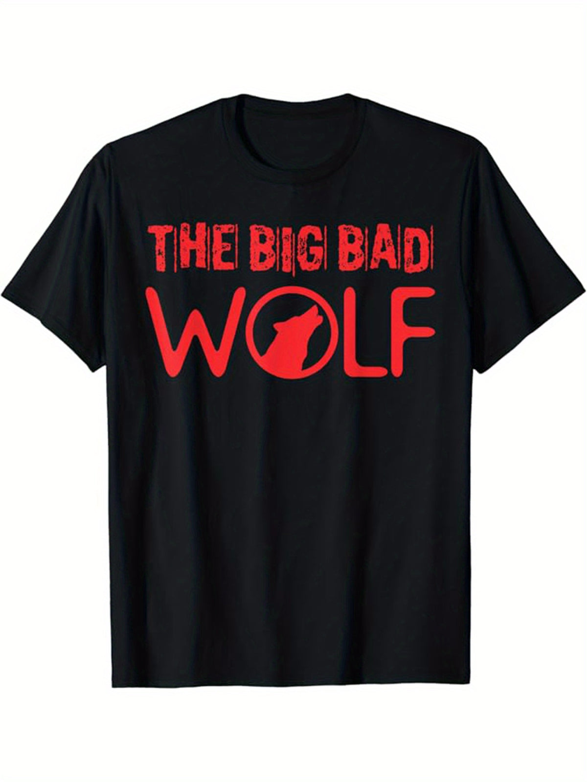 Wolf Print Men's Cotton T-shirt, Casual Short Sleeve Crew Neck T-shirt, Men's Tee For Outdoor