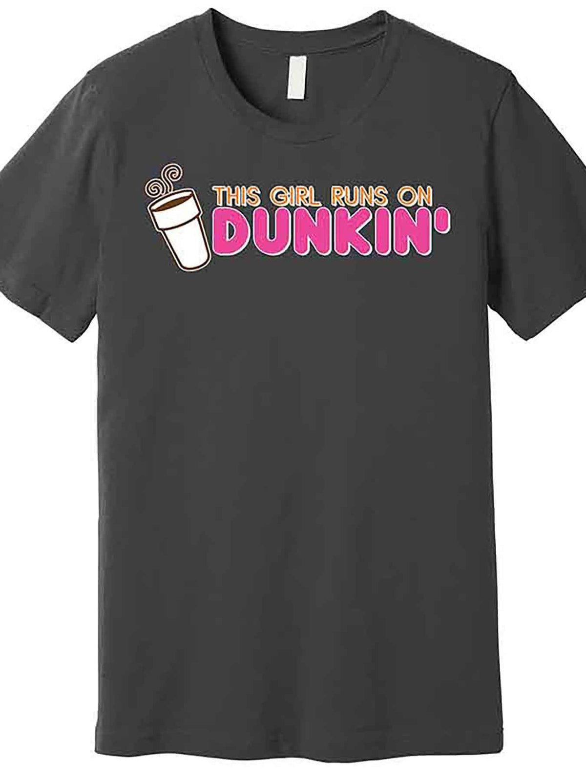 Men’s "This Girl Runs on Dunkin'" Graphic T-Shirt - Funny Coffee-Themed Design, Black Cotton Short Sleeve Tee, Casual & Comfortable Fit, Machine Washable, Casual Wear | Statement Tshirt | Glossy Finish Shirt, Cute T Shirts