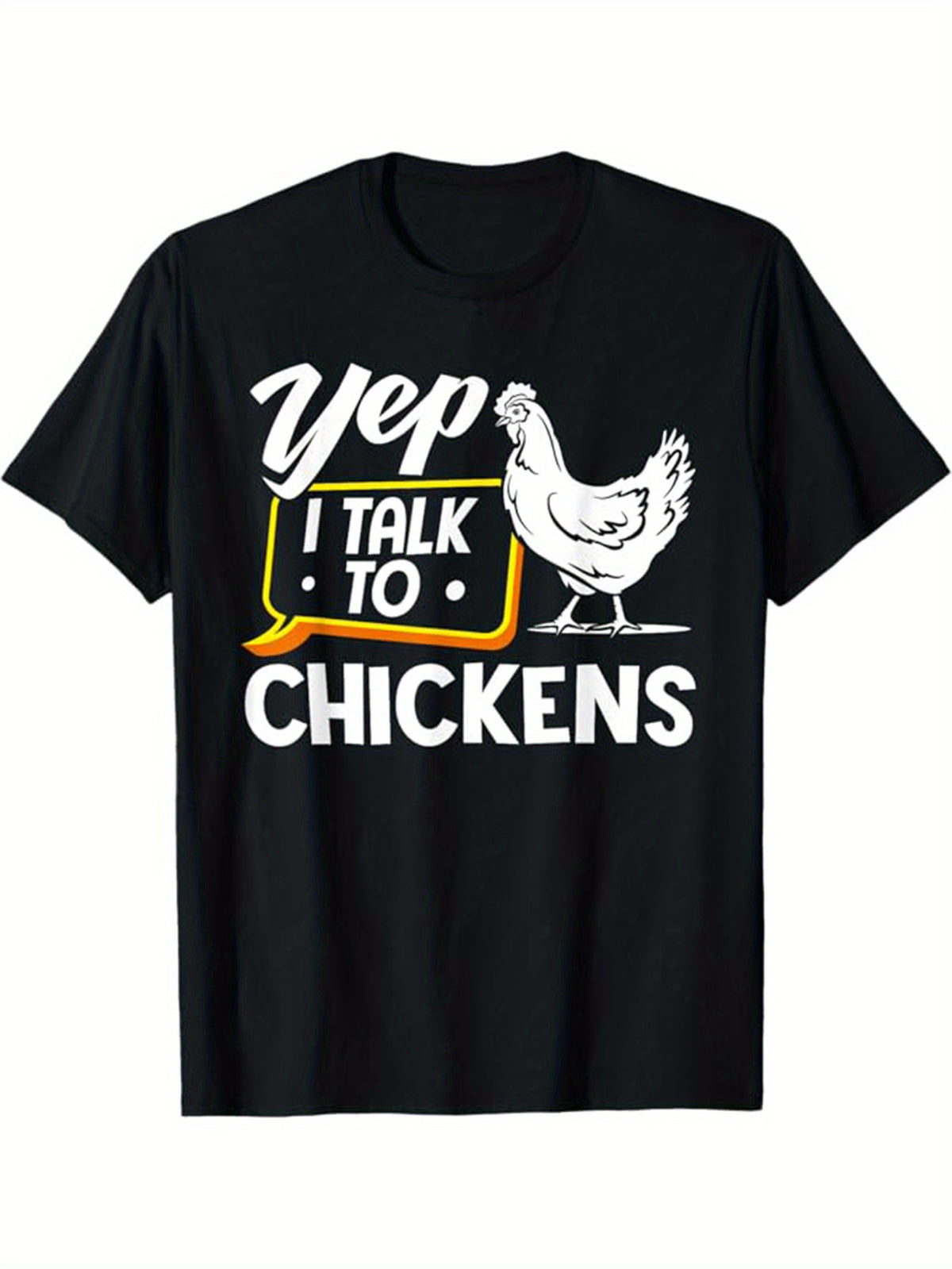 Chicken Print Men's Cotton T-shirt, Casual Short Sleeve Crew Neck T-shirt, Men's Tee For Outdoor