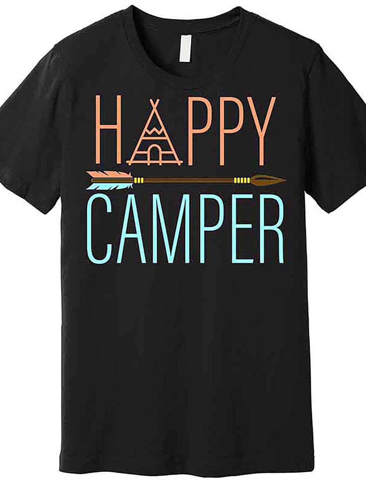 Happy Camper Funny Camping Premium T-Shirt 228347 funny Men'S Short Sleeve Graphic T-shirt Collection black AA