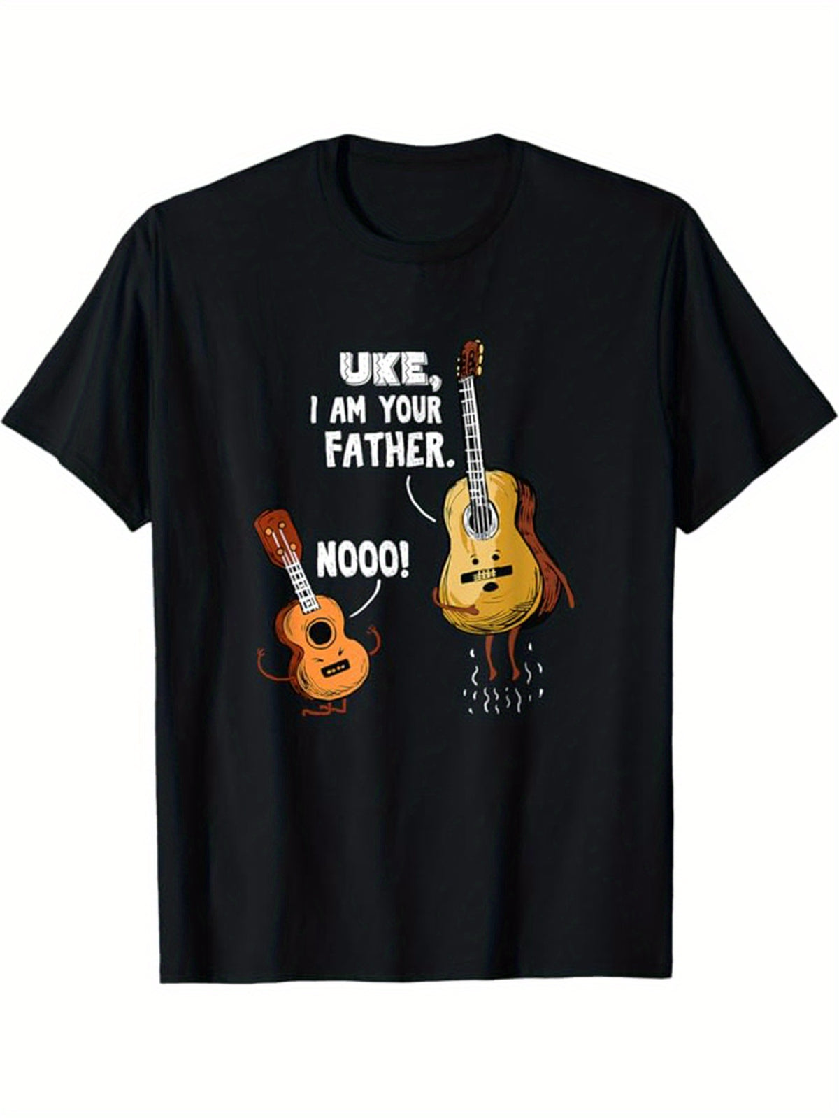 Guitar Print Men's Cotton Graphic T-shirt, Casual Short Sleeve Crew Neck T-shirt, Men's Tee For Outdoor