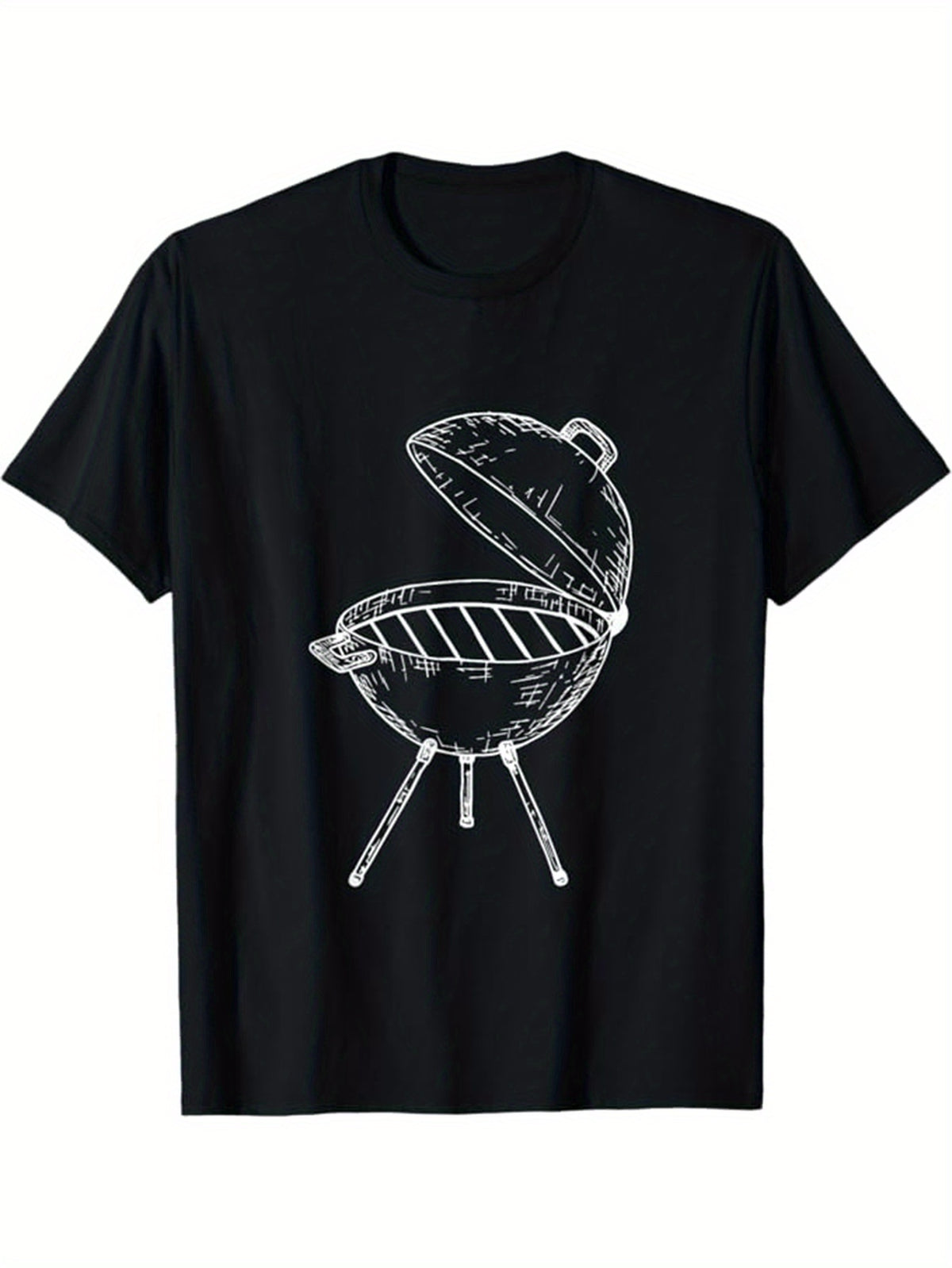 Men's Cotton BBQ Graphic T-Shirt, Casual Short Sleeve Crew Neck Tee with Funny Grill Design, Relaxed Fit for Casual Attire or Outdoor Activities