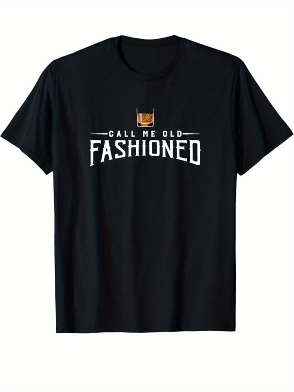 Whiskey Drinking Printed Men's Cotton Graphic T-shirt, Casual Short Sleeve Crew Neck T-shirt, Men's Tee For Outdoor