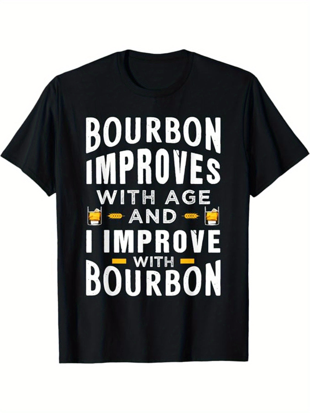 Whiskey Drinking Printed Men's Cotton Graphic T-shirt, Casual Short Sleeve Crew Neck T-shirt, Men's Tee For Outdoor