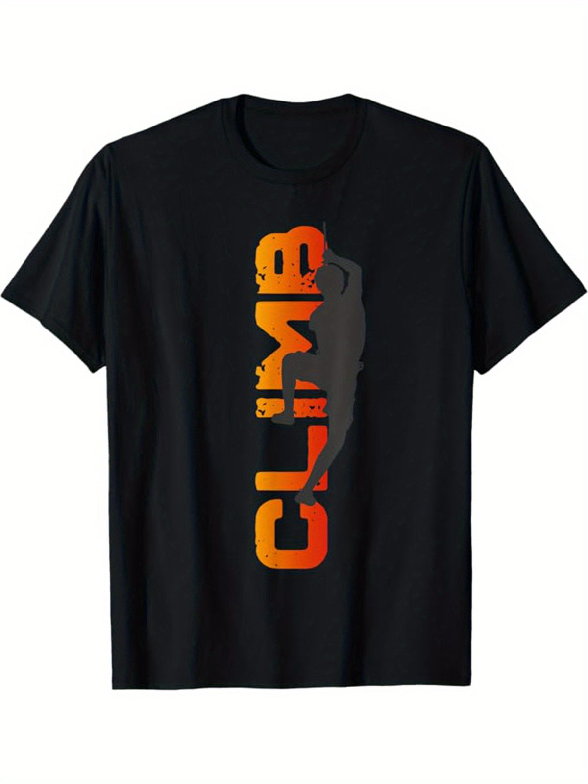 Climbing Printed Men's Cotton Graphic T-shirt, Casual Short Sleeve Crew Neck T-shirt, Men's Tee For Outdoor