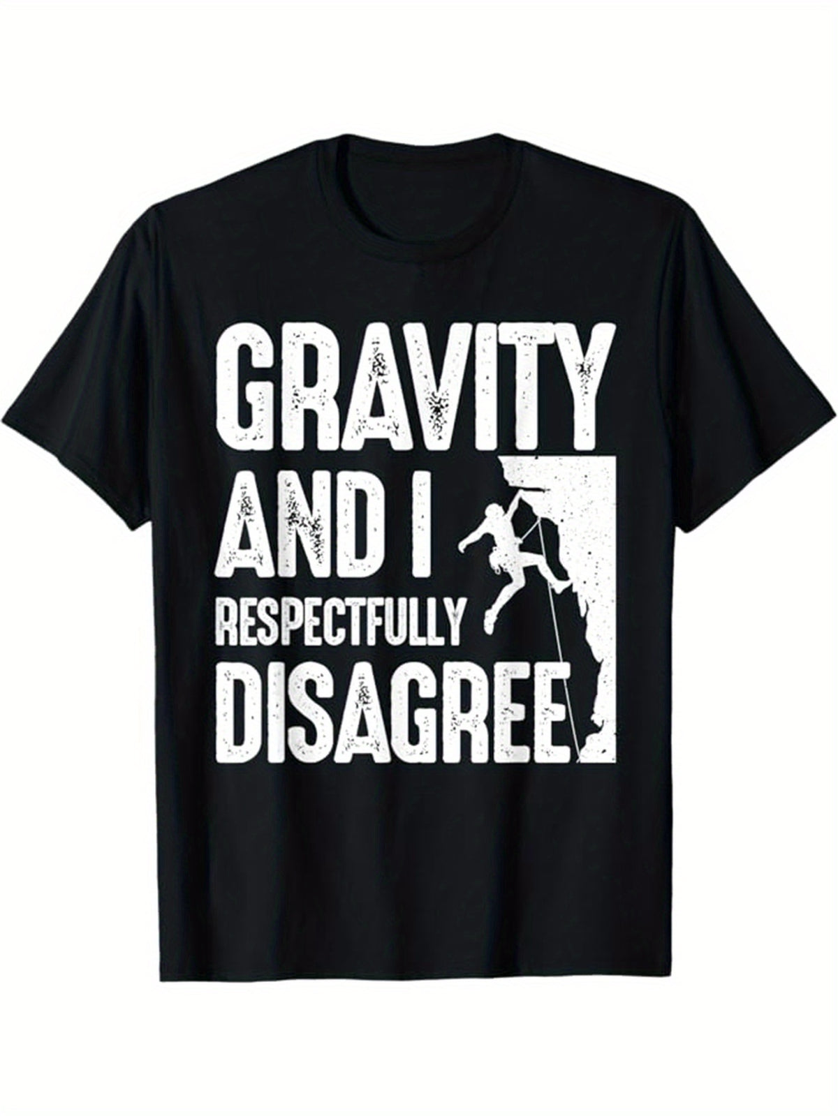 Climbing Printed Men's Cotton Graphic T-shirt, Casual Short Sleeve Crew Neck T-shirt, Men's Tee For Outdoor