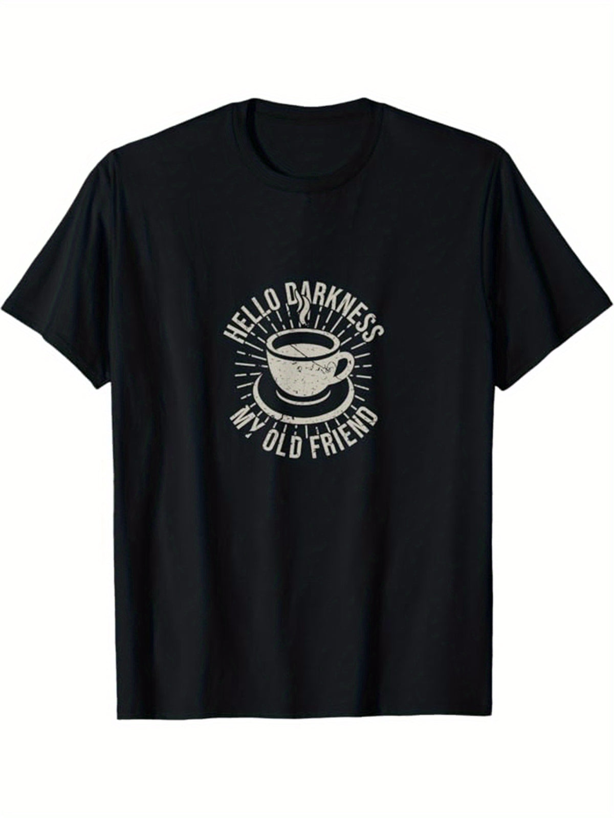 Coffee Printed Men's Cotton Graphic T-shirt, Casual Short Sleeve Crew Neck T-shirt, Men's Tee For Outdoor