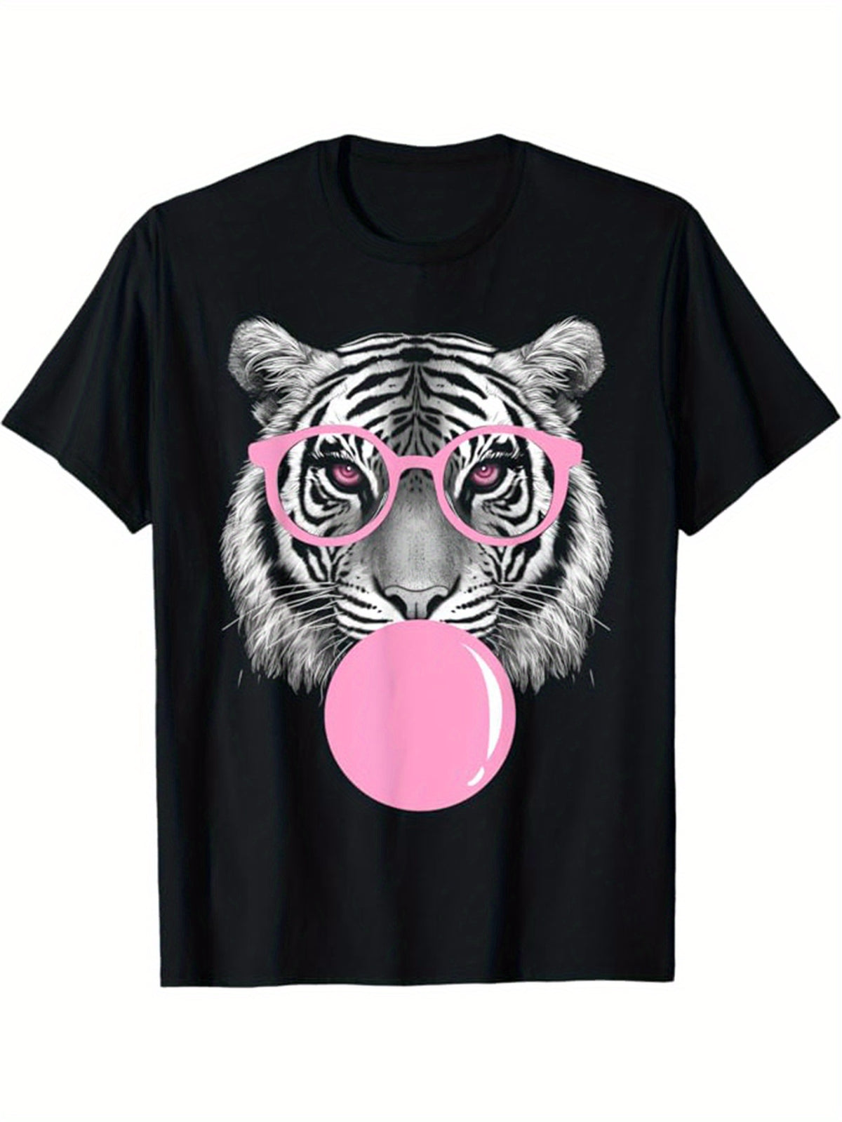 Tiger Printed Men's Cotton Graphic T-shirt, Casual Short Sleeve Crew Neck Gamer T-shirt, Men's Tee For Outdoor