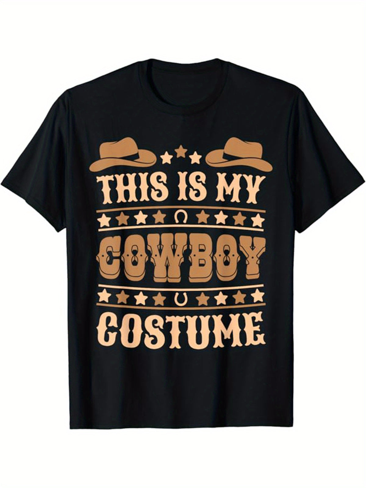 Western Cowboy Printed, Men's Cotton Graphic T-shirt, Casual Short Sleeve Crew Neck Gamer T-shirt, Men's Tee For Outdoor