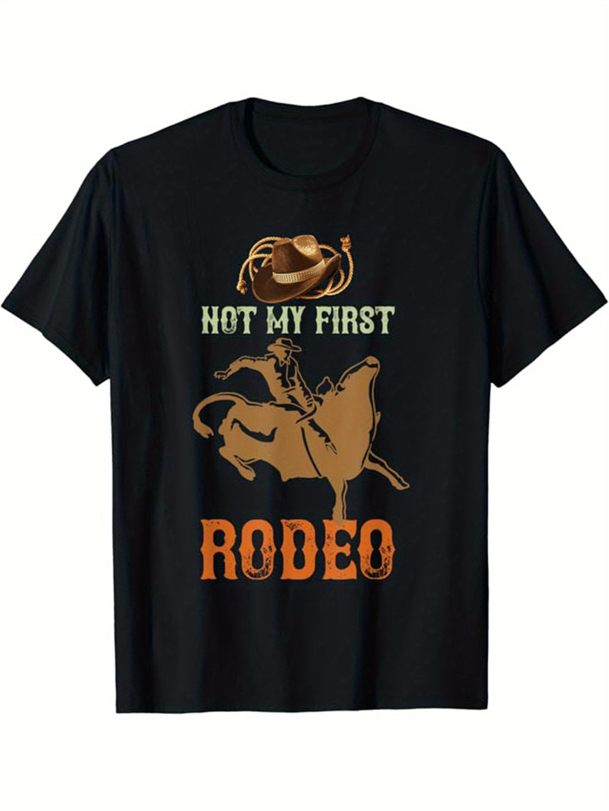 Western Cowboy Printed, Men's Cotton Graphic T-shirt, Casual Short Sleeve Crew Neck Gamer T-shirt, Men's Tee For Outdoor
