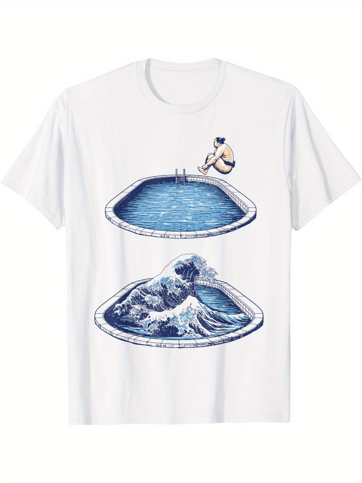 Funny Kanagawa Sumo Wave Shirt Great Wave Sumo Pool Jump T-Shirt