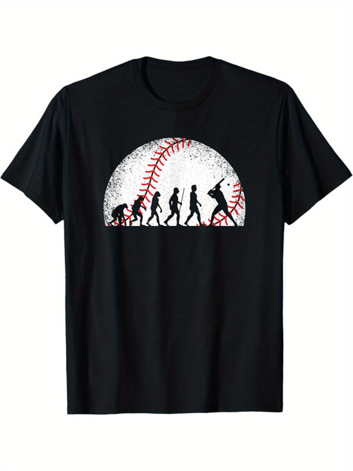 Men's Evolution of Baseball Players Graphic T-Shirt - 100% Cotton, Casual Crew Neck, Short Sleeve Tee with Stretch - Machine Washable, All-Season Wear
