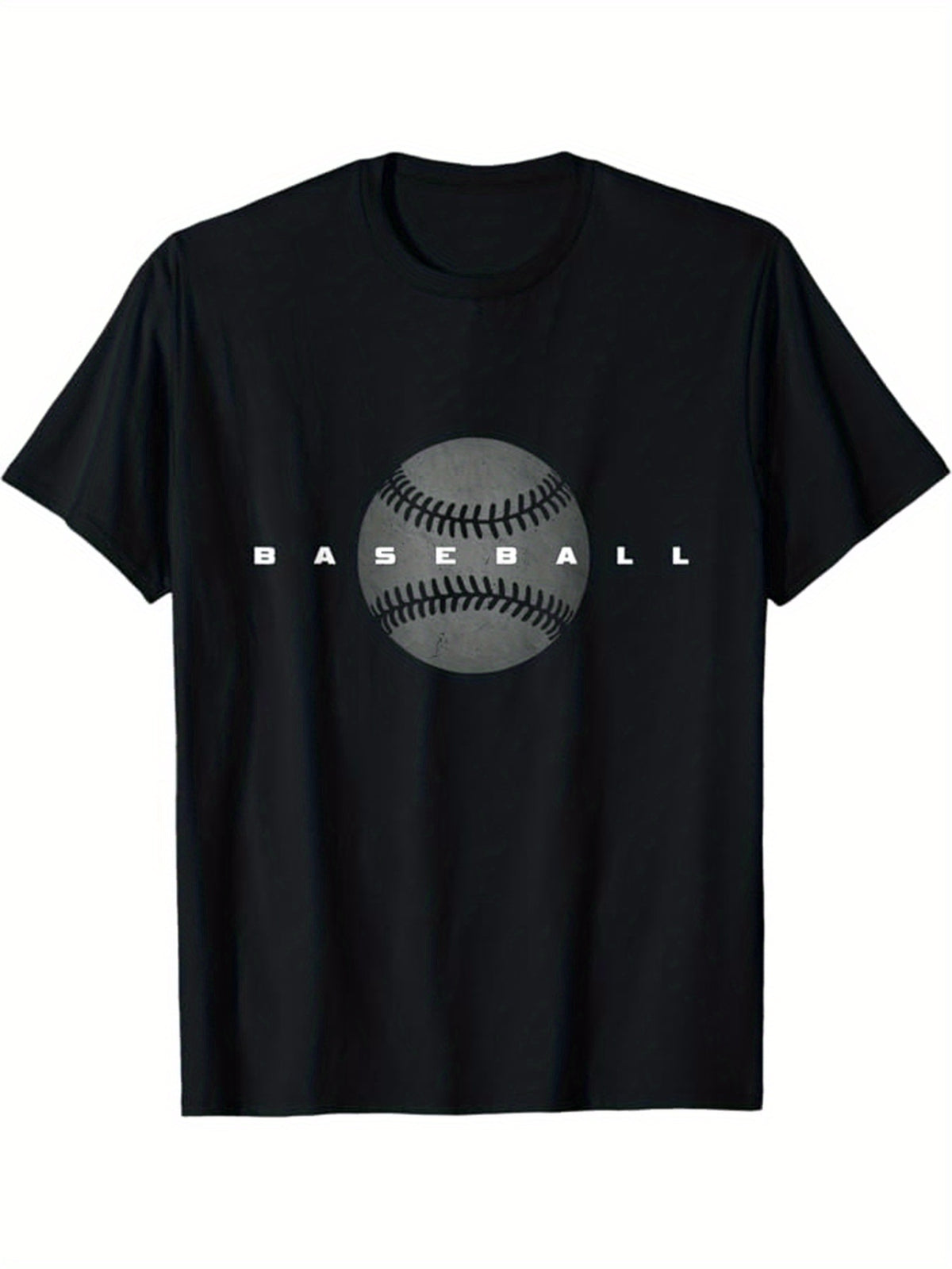 Baseball Printed, Men's Cotton Graphic T-shirt, Casual Short Sleeve Crew Neck Gamer T-shirt, Men's Tee For Outdoor