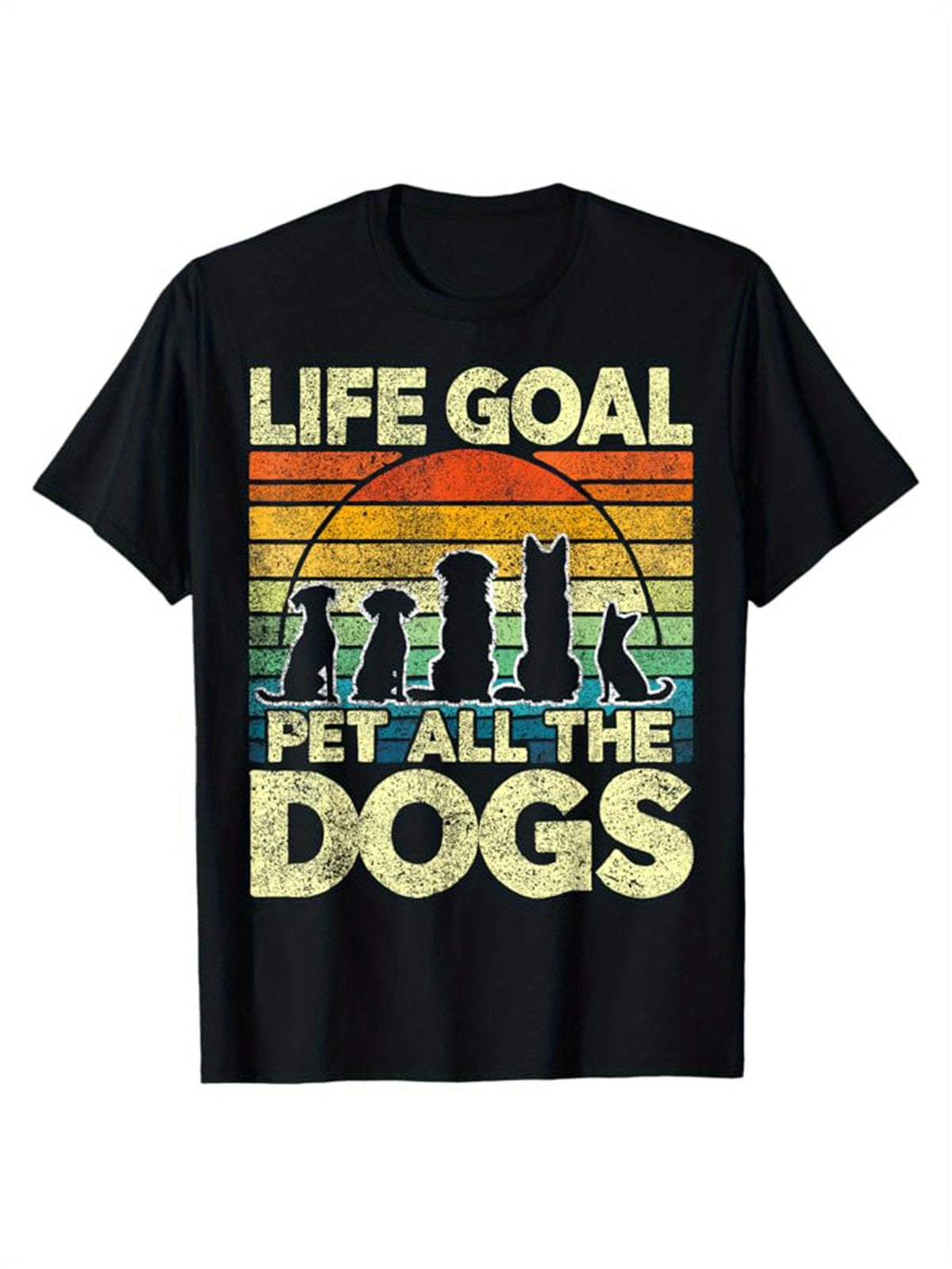 Dog Printed, Men's Cotton Graphic T-shirt, Casual Short Sleeve Crew Neck Gamer T-shirt, Men's Tee For Outdoor