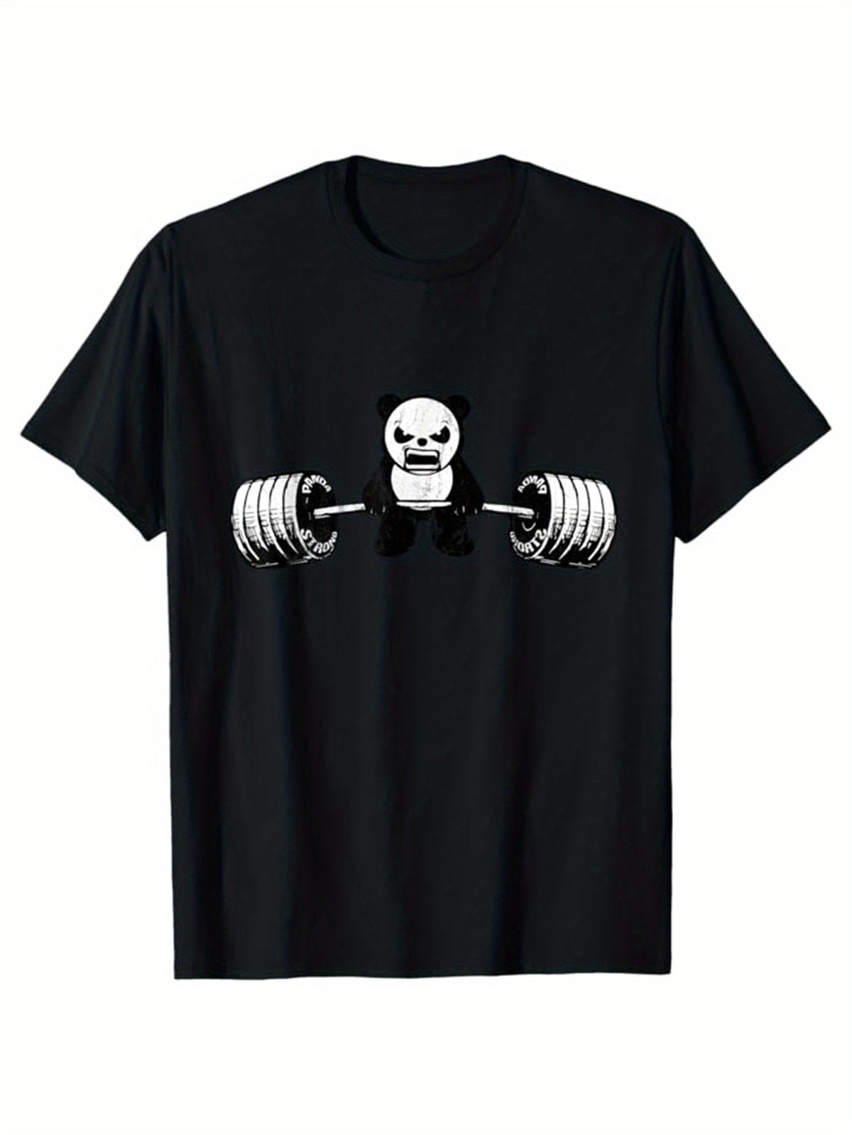 Men's Cotton Panda Graphic T-Shirt – Casual Short Sleeve Crew Neck Tee with Fun Panda Weightlifting Design, Soft & Comfortable for Casual Attire, Everyday Tshirt | Crew Neck Shirt | Medium Stretch, Panda Gifts