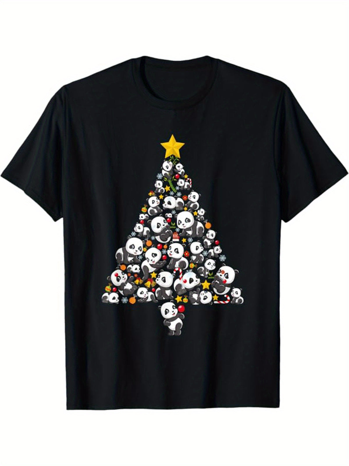 Panda Printed, Men's Cotton Graphic T-shirt, Casual Short Sleeve Crew Neck Gamer T-shirt, Men's Tee For Outdoor