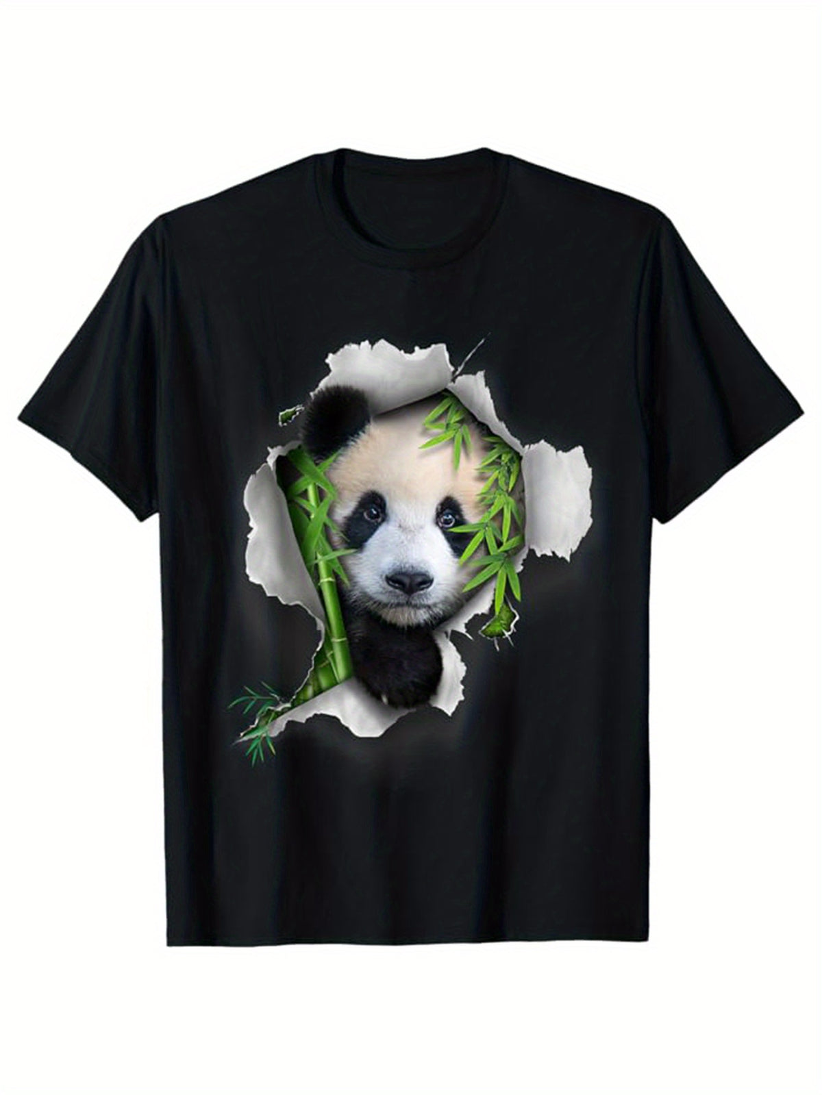 Panda Printed, Men's Cotton Graphic T-shirt, Casual Short Sleeve Crew Neck Gamer T-shirt, Men's Tee For Outdoor