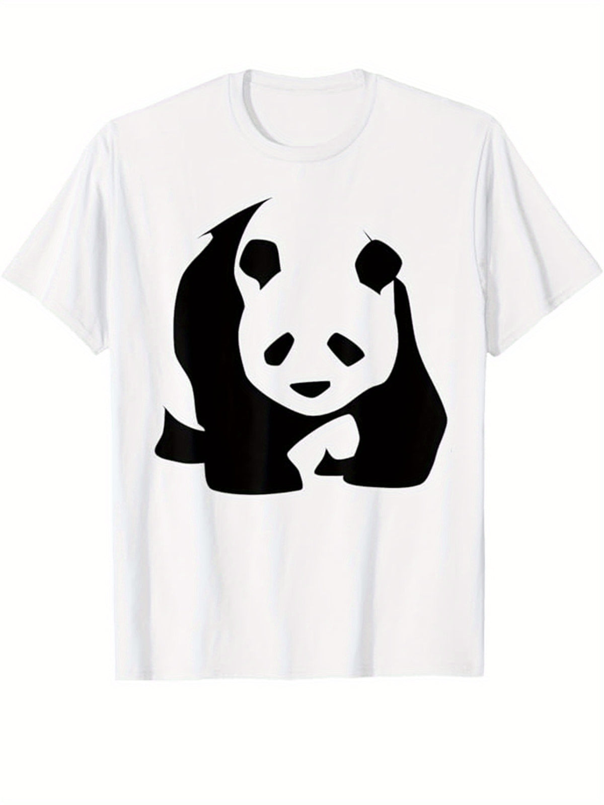 Panda Printed, Men's Cotton Graphic T-shirt, Casual Short Sleeve Crew Neck Gamer T-shirt, Men's Tee For Outdoor
