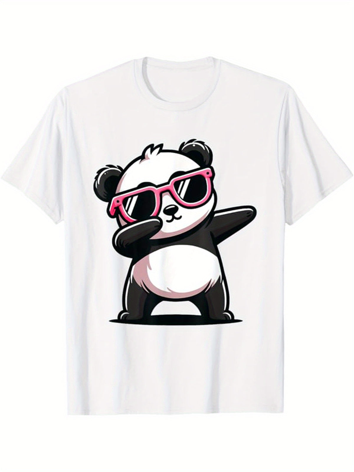 Panda Printed, Men's Cotton Graphic T-shirt, Casual Short Sleeve Crew Neck Gamer T-shirt, Men's Tee For Outdoor