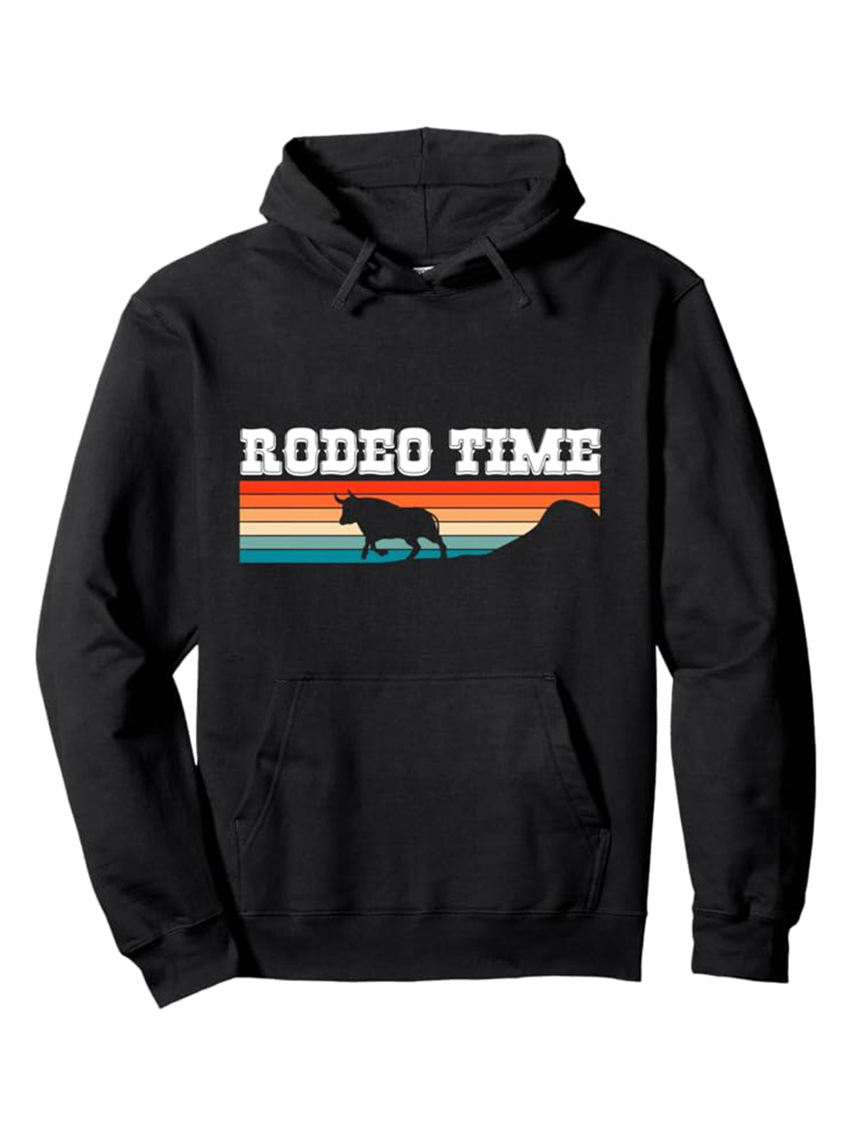Cotton Blend Western Cowboy Print Men's Simple Style Warm Pullover Round Neck Hoodies With Kangaroo Pocket Long Sleeve Hooded Sweatshirt Loose Casual Top For Autumn Winter Men's Clothing As Gifts