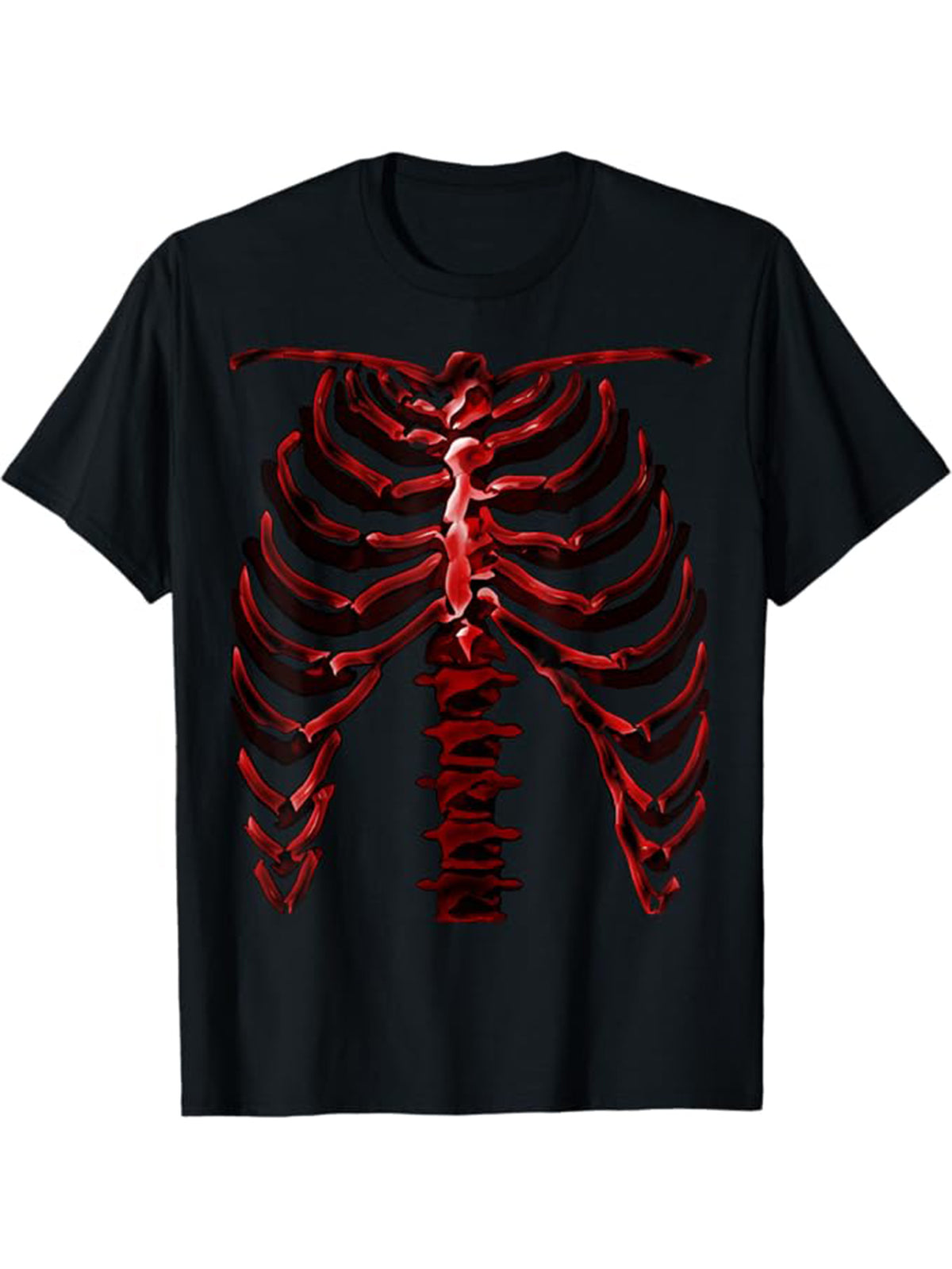 Men's 100% Cotton Skeleton Graphic Tee - Casual & Comfy Short Sleeve Crew Neck T-Shirt with Red Skeleton Print, Perfect for Halloween & Casual Attire, Machine Washable
