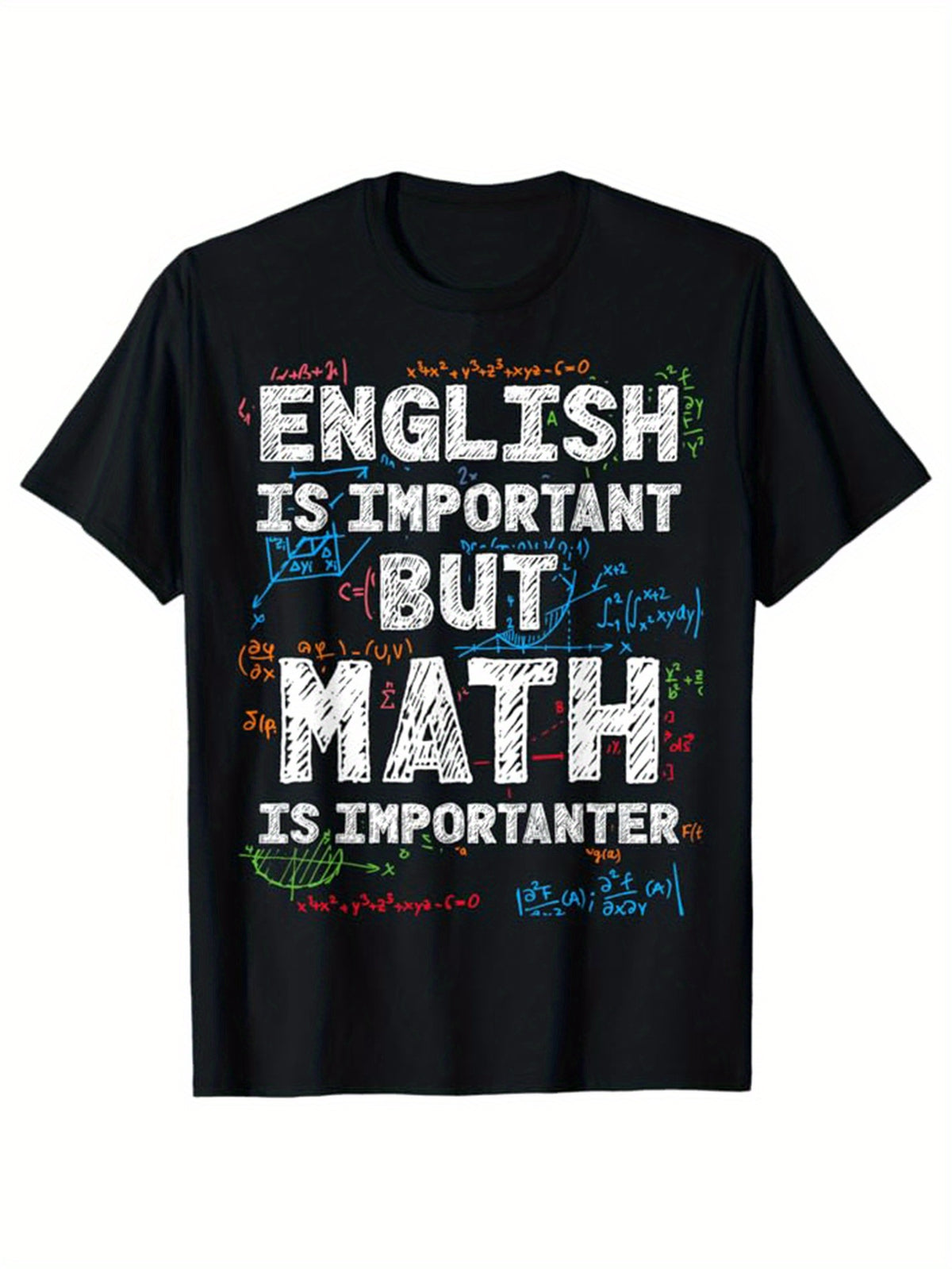 Math Print Men's Cotton Funny T-shirt, Graphic Tee Men's Outdoor Clothes, Men's Halloween Clothing, Casual Short Sleeve Crew Neck T-shirt, Tops For Men, Gift For Teacher