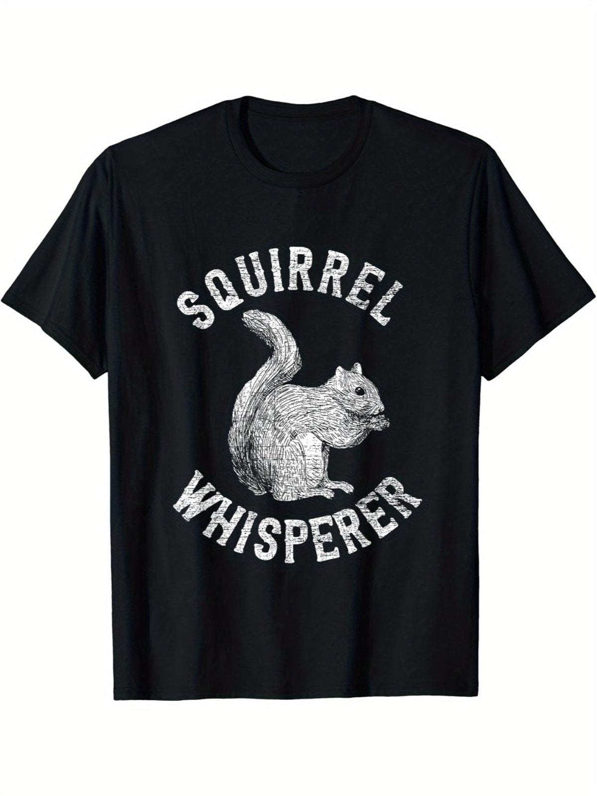 Vintage Squirrel Whisperer Print Men's Cotton T-shirt, Casual Fashion Tee, Street Style Short Sleeve Crew Neck Shirt