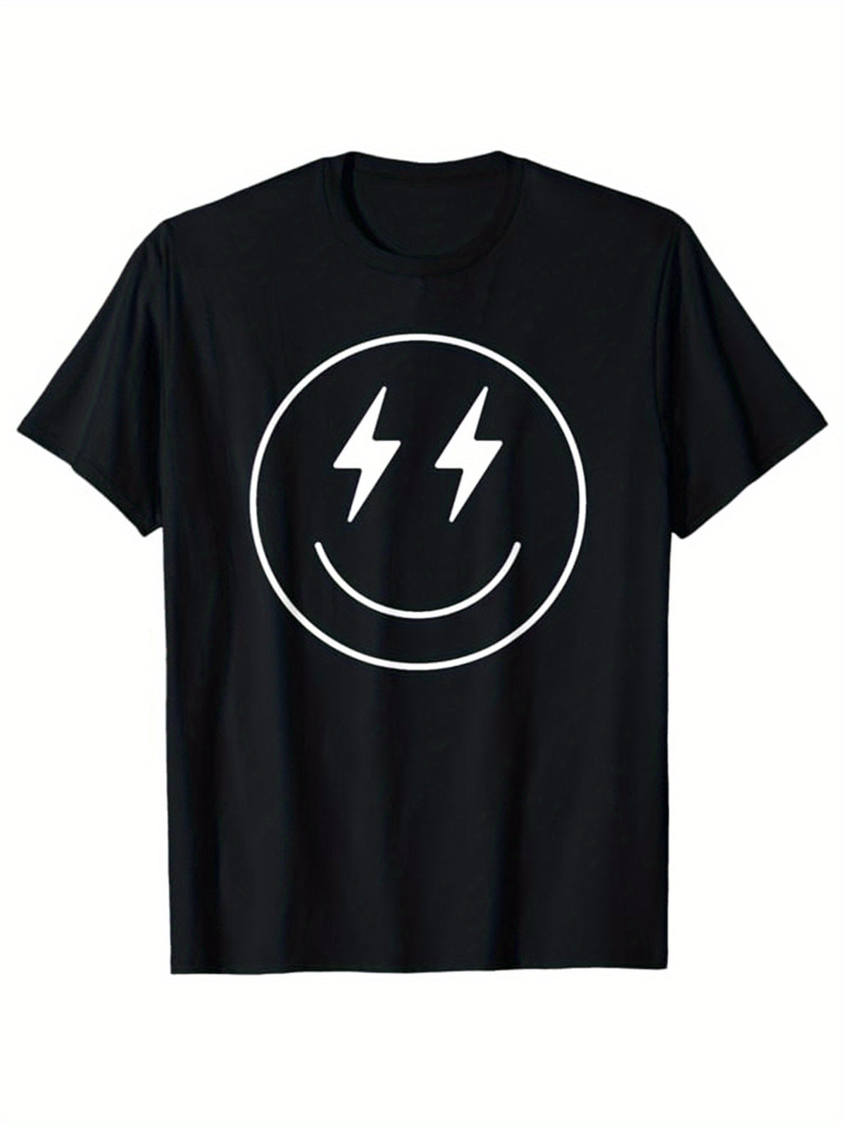 Smile Print Men's Cotton T-shirt, Graphic Tee Men's Funny Happy Outdoor Clothes, Men's Clothing, Casual Short Sleeve Crew Neck T-shirt, Tops For Men, Gift For Men